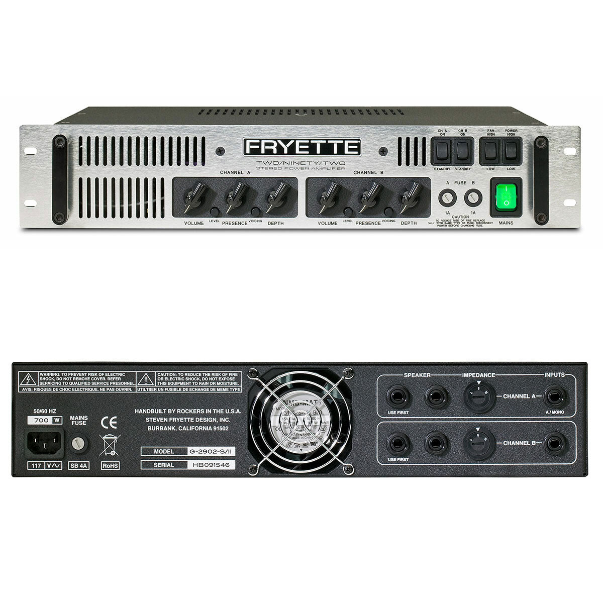 Fryette Two/Ninety/Two Master-Built Stereo Power Amplifier G2902S