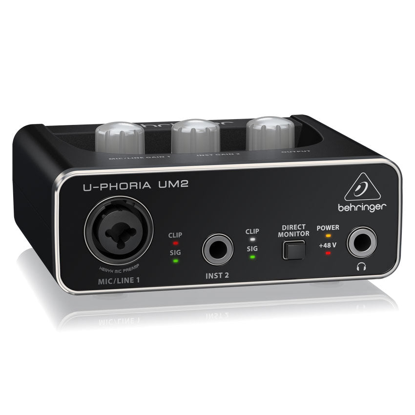 Behringer U-Phoria UM2 Audiophile 2x2 USB Audio Interface XENYX Mic Preamplifier